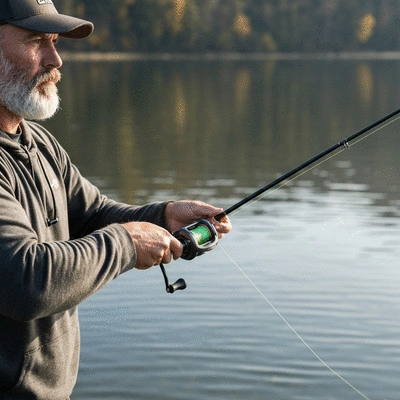 Fisherman casting a low-profile baitcasting reel with high precision